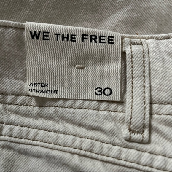 Free People Aster Straight Leg Denim 100% Cotton Jeans We The Free Cream Sz 30 - Picture 5 of 16